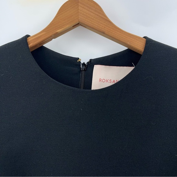 Roksanda Hadari 8 stretch-cady mini Black 0797 Dress Bell Sleeve solid designer - Picture 5 of 11